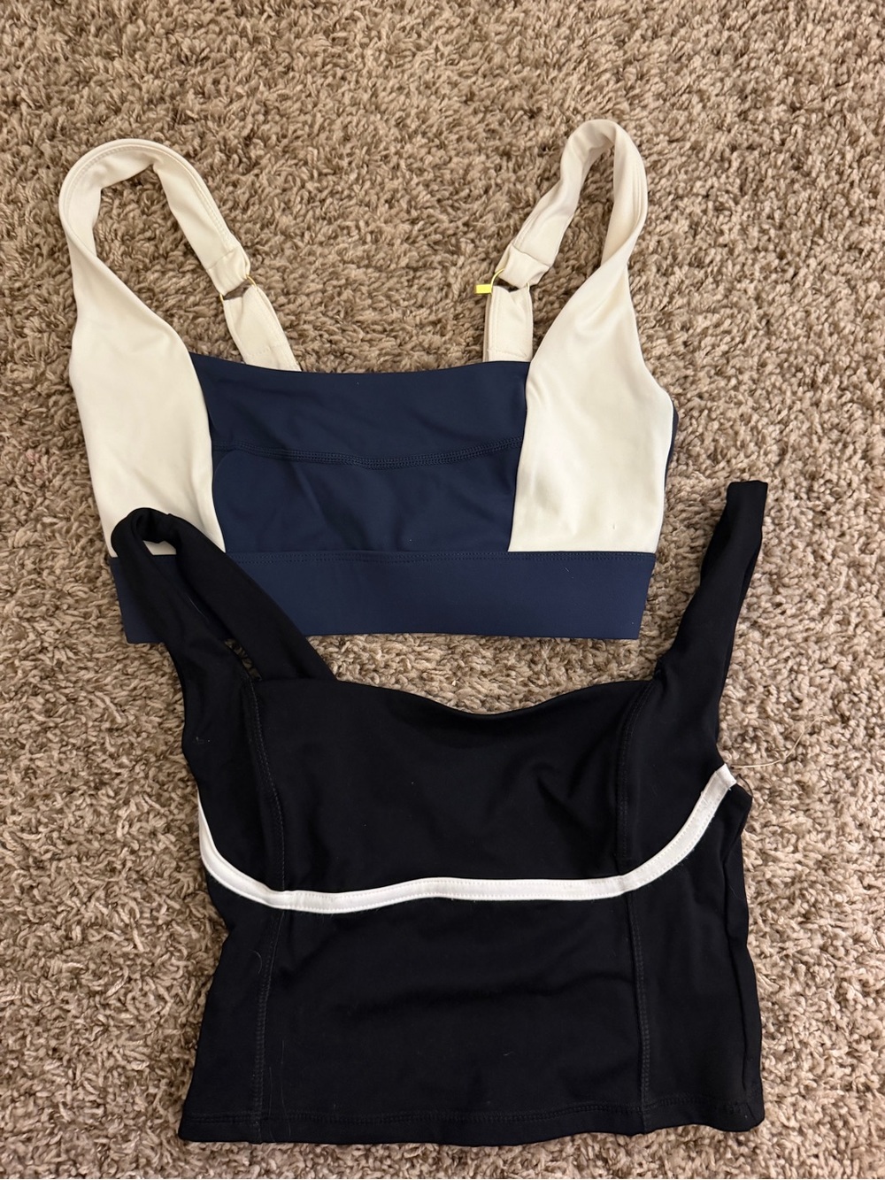 Cream & Navy Colorblock Sports Tank Top - Brand Unspecified